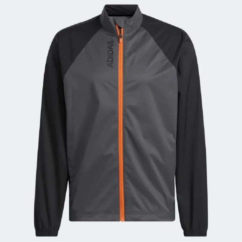 Adidas Men's Windbreaker in Charcoal and Neon Orange